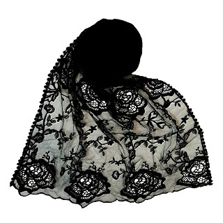 Designer half net hijab - Black